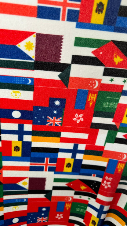 Nation International flags design print on great quality of stretch velvet 4-way stretch 58/60” High quality fabrics by AlexLAFabrics