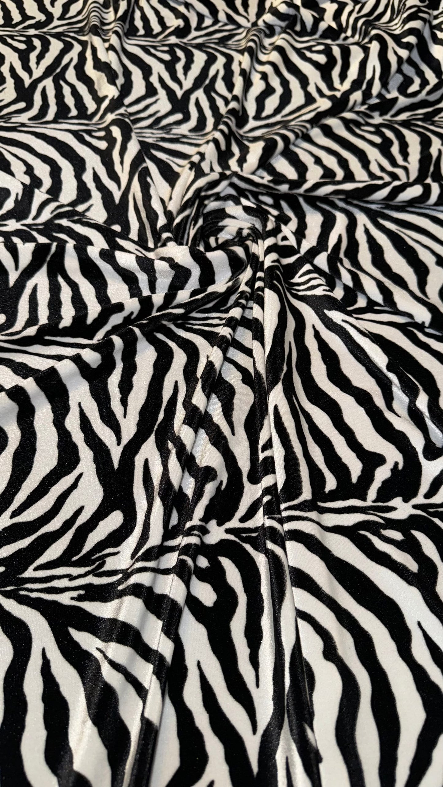 Exotic zebra design luxury stretch velvet 4-way stretch 58/60” High quality fabrics by AlexLAFabrics