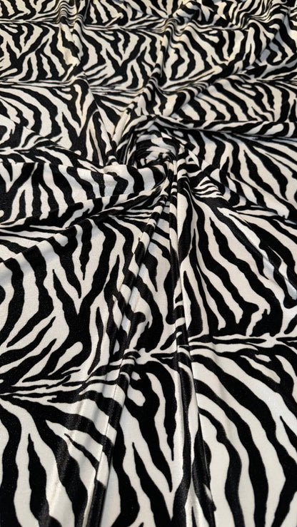Exotic zebra design luxury stretch velvet 4-way stretch 58/60” High quality fabrics by AlexLAFabrics