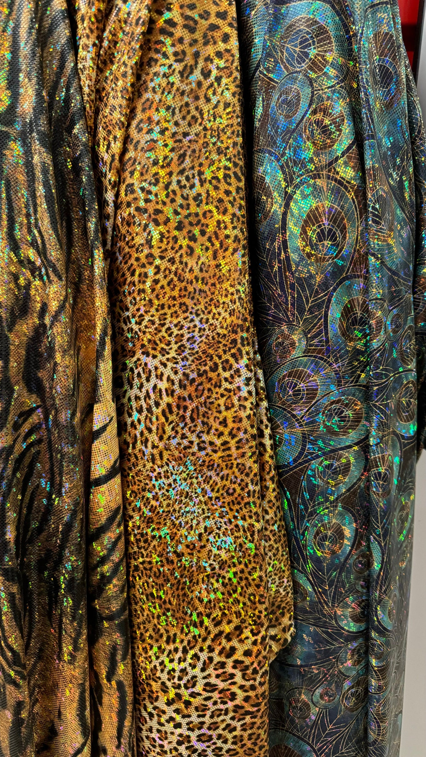 New Luxury designs hologram shattered glass metallic nylon spandex 4-way stretch 58/60” High quality fabrics by AlexLAFabrics