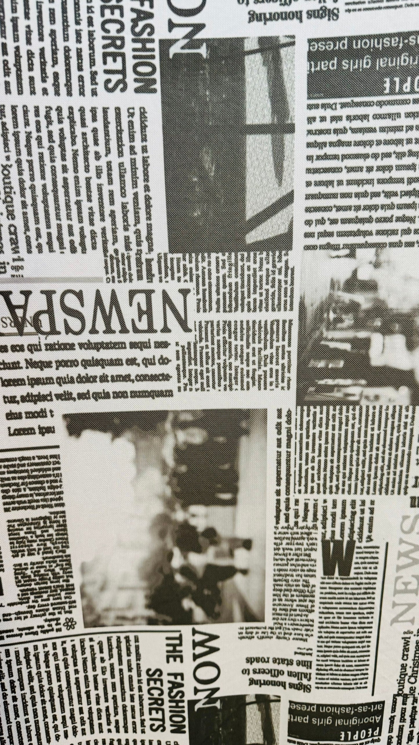 Newspaper design print on great quality of power mesh nylon spandex  4-way stretch 58/60”
