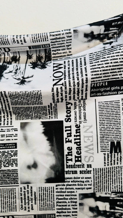 Newspaper design print on great quality of nylon spandex 4-way stretch 58/60”