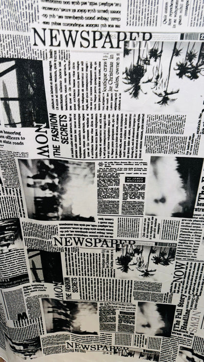 Newspaper design print on great quality of nylon spandex 4-way stretch 58/60”