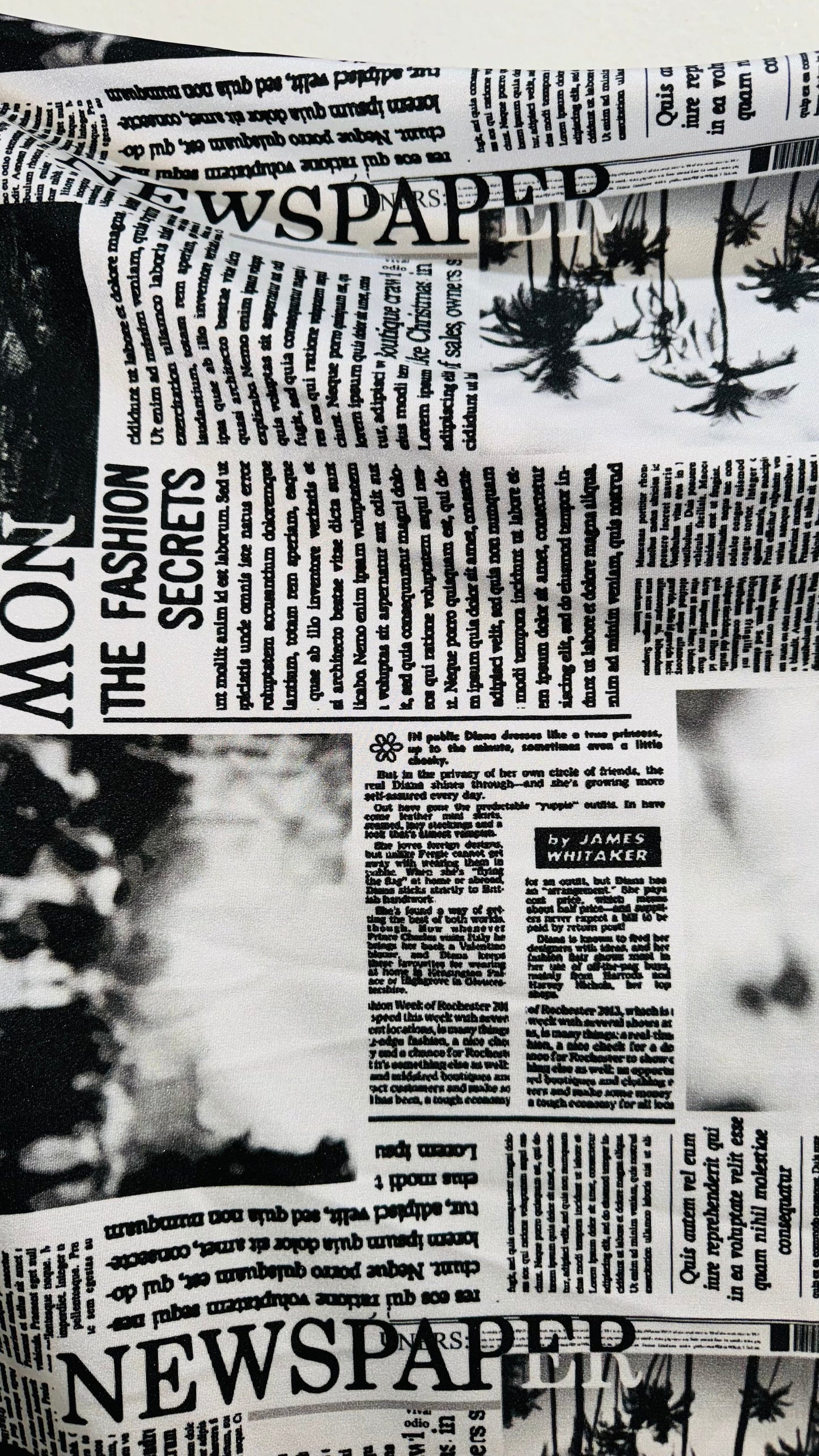News paper design print on great quality of nylon spandex 4-way stretch 58/60”