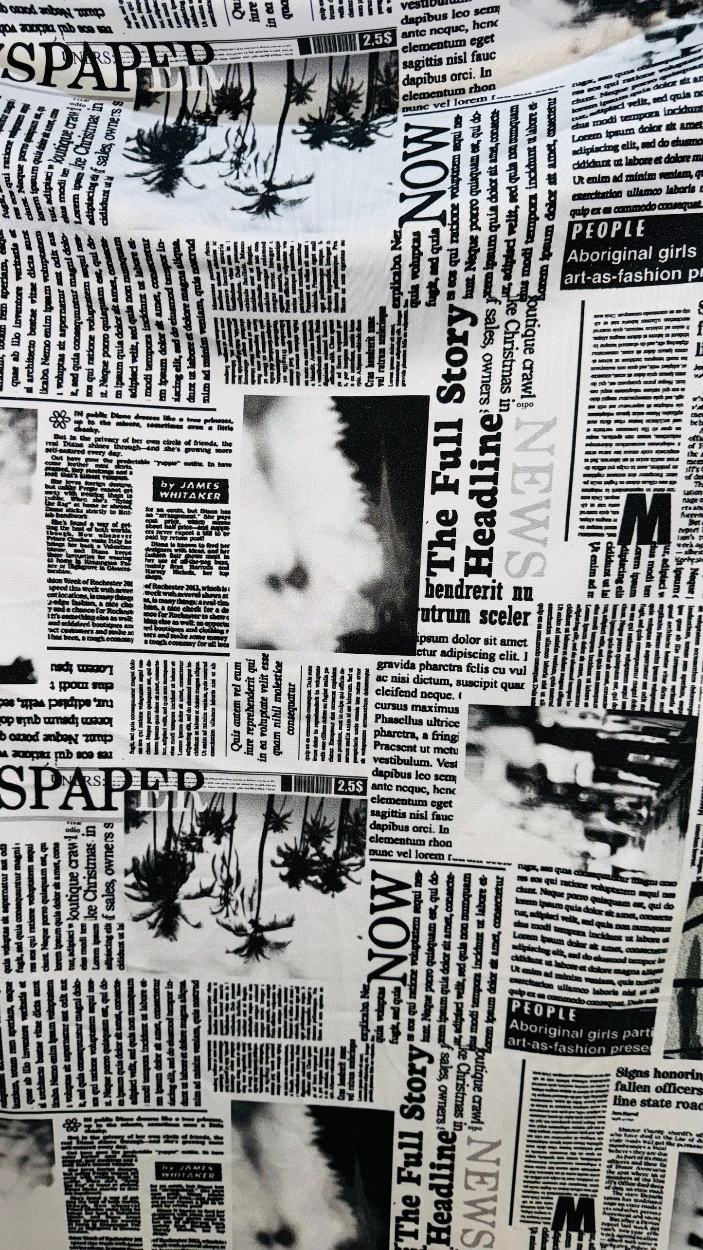 Newspaper design print on great quality of nylon spandex 4-way stretch 58/60”