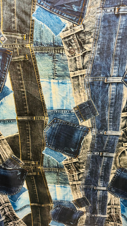 New Denim jeans design print on best quality of nylon spandex 4-way stretch 58/60”