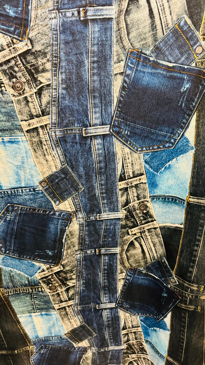 New Denim jeans design print on best quality of nylon spandex 4-way stretch 58/60”