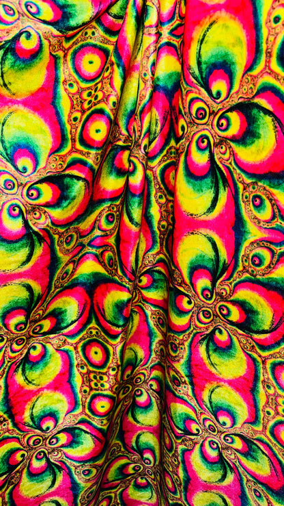 Retro Style 60s 70s abstract design print on great quality of stretch velvet 4-way stretch 58/60” High quality fabrics by AlexLAFabrics