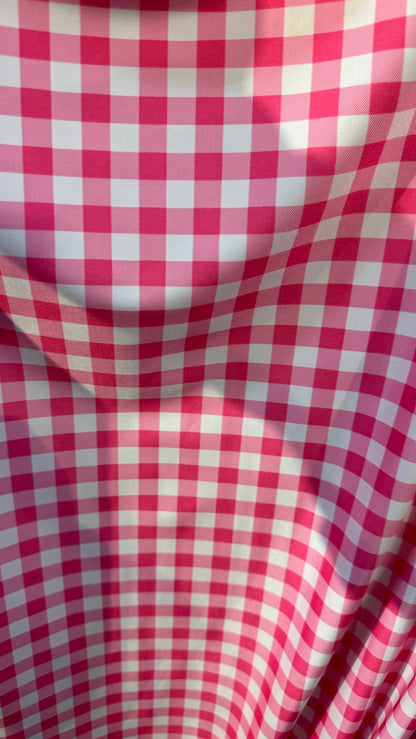 Gingham pink design on nylon spandex 4-way stretch 58/60” High quality fabrics by AlexLAFabrics