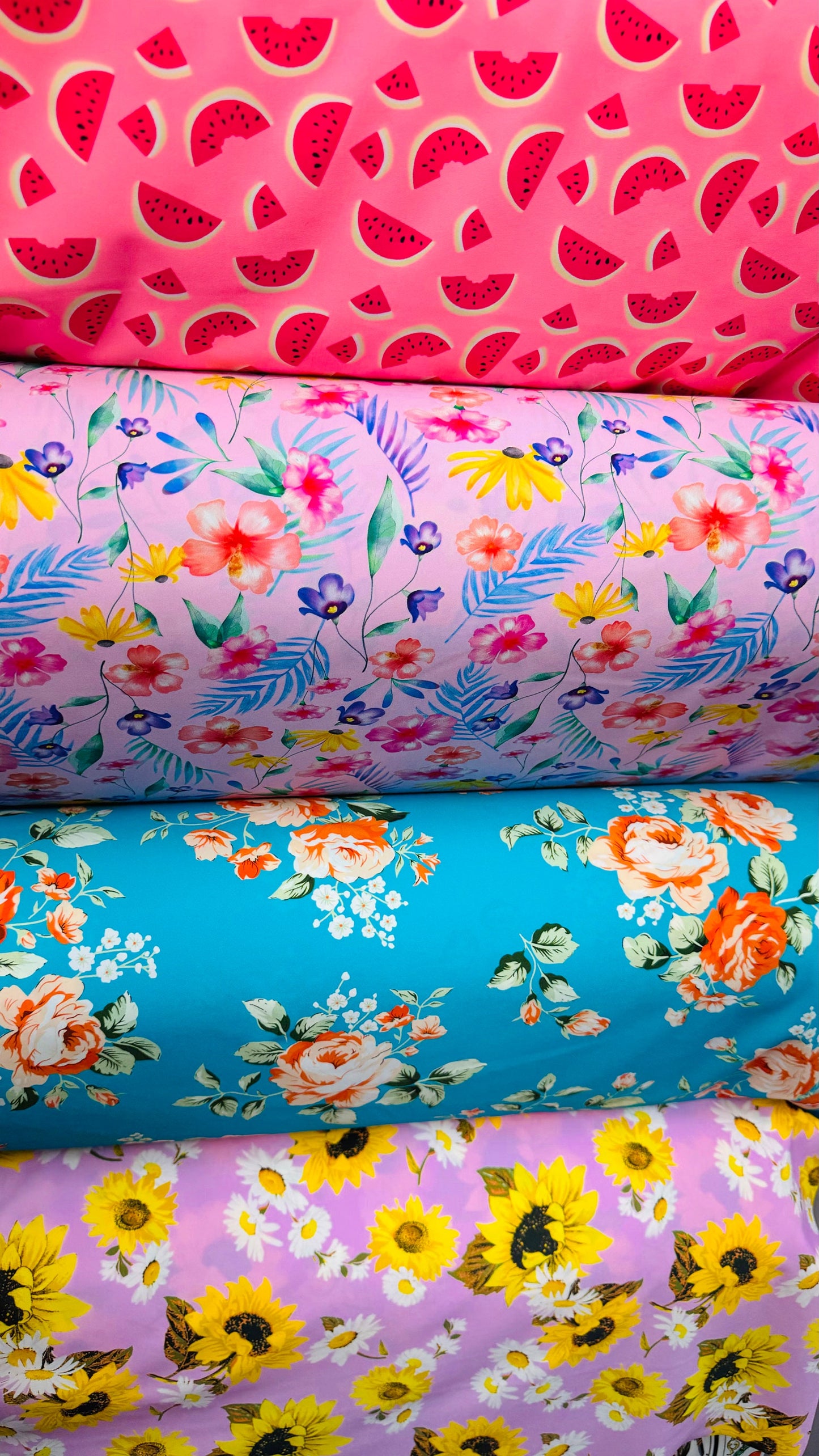 New various designs print on great quality of nylon spandex 4-way stretch 58/60” High quality fabrics by AlexLAFabrics
