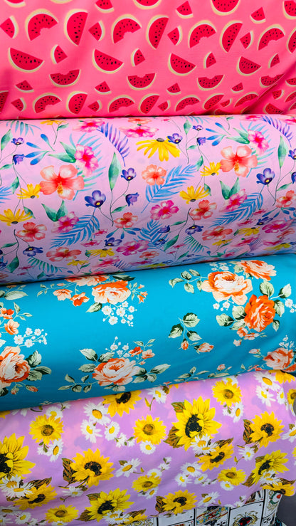 New various designs print on great quality of nylon spandex 4-way stretch 58/60” High quality fabrics by AlexLAFabrics