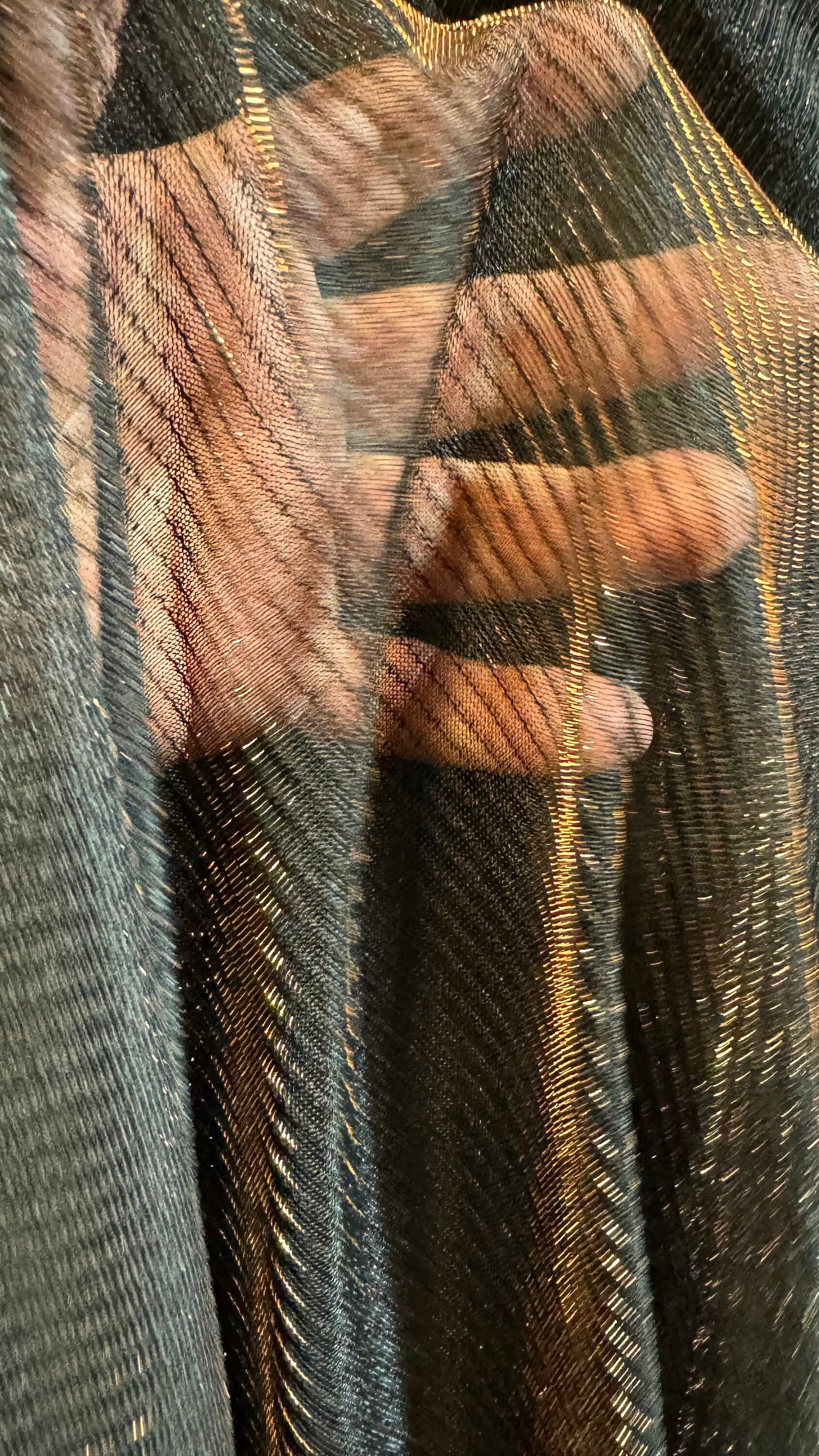 Iridescent metallic mesh copper bronze 2-way stretch 58/60” High quality fabrics by AlexLAFabrics
