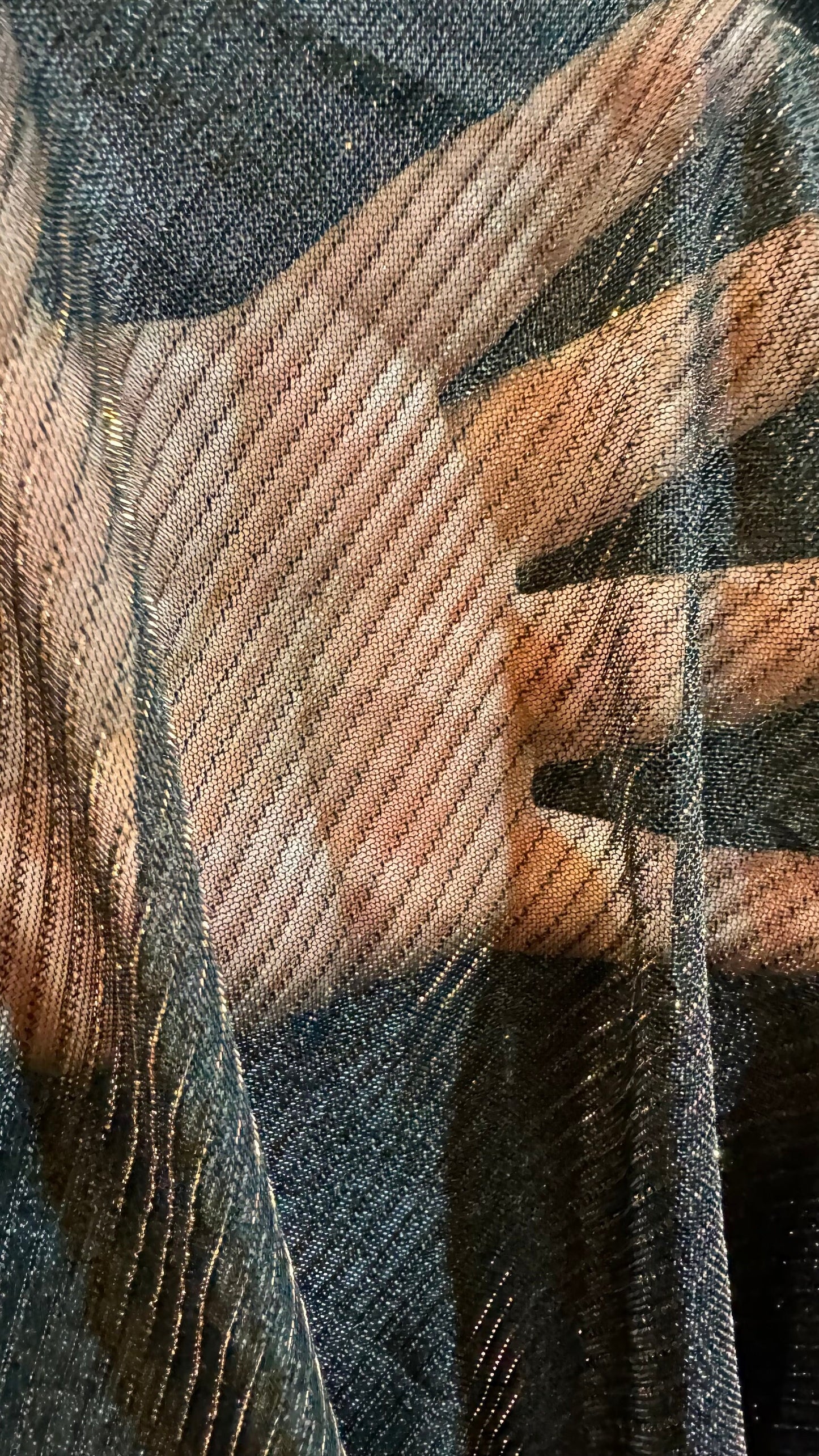 Iridescent metallic mesh copper bronze 2-way stretch 58/60” High quality fabrics by AlexLAFabrics