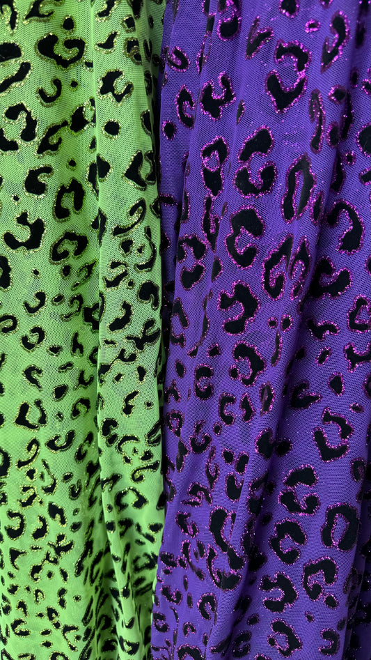 New Leopard design on power mesh with flocking 4-way stretch 58/60” High quality fabrics by AlexLAFabrics