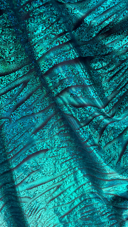 New Exotic Hologram zebra design metallic nylon spandex 4-way stretch 58/60” High quality fabrics by AlexLAFabrics
