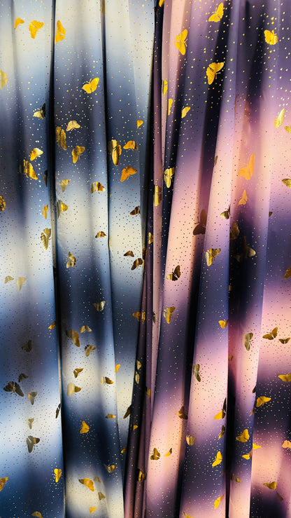 New Luxury Butterfly design on ombre nylon spandex ombre foil 58/60” High Quality fabrics by AlexLAFabrics