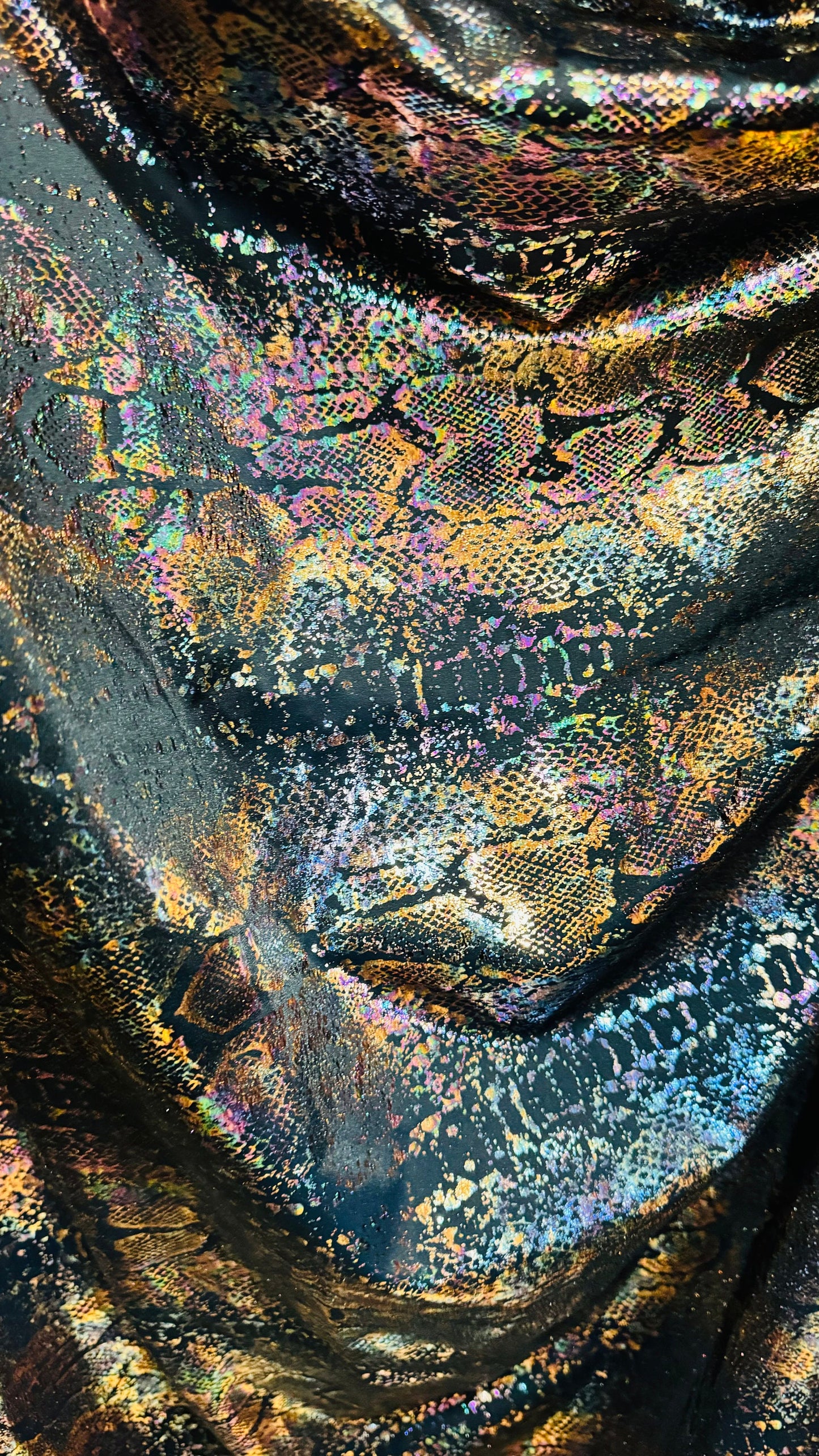 New Exotic Snake design Iridescent metallic nylon spandex 4-way stretch 58/60” High Quality fabrics by AlexLAFabrics