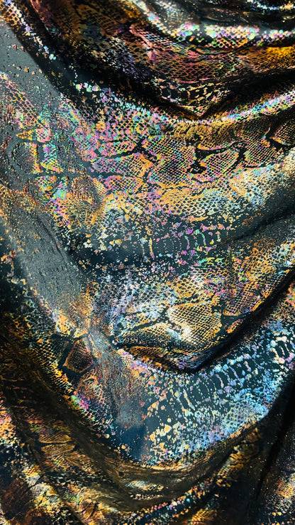New Exotic Snake design Iridescent metallic nylon spandex 4-way stretch 58/60” High Quality fabrics by AlexLAFabrics