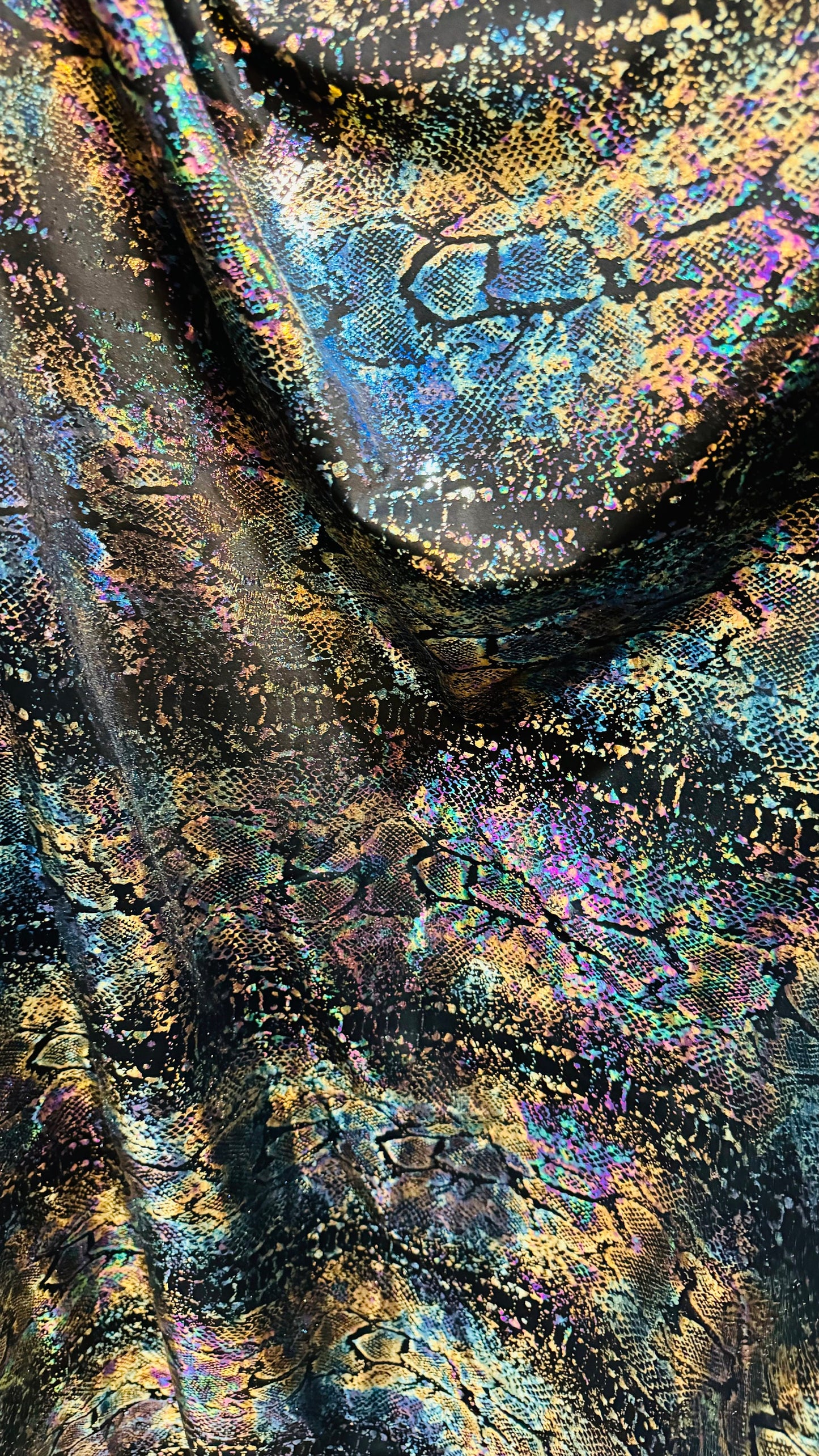 New Exotic Snake design Iridescent metallic nylon spandex 4-way stretch 58/60” High Quality fabrics by AlexLAFabrics