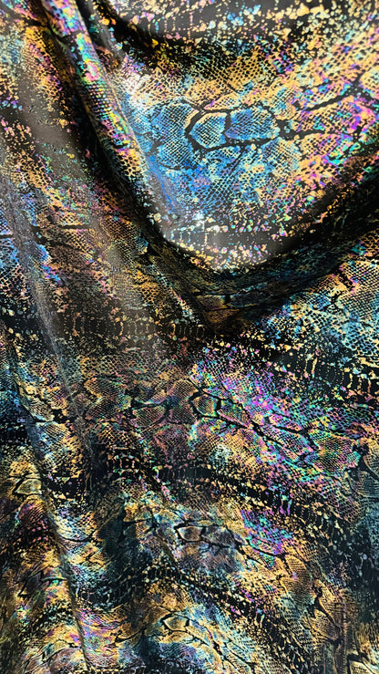 New Exotic Snake design Iridescent metallic nylon spandex 4-way stretch 58/60” High Quality fabrics by AlexLAFabrics