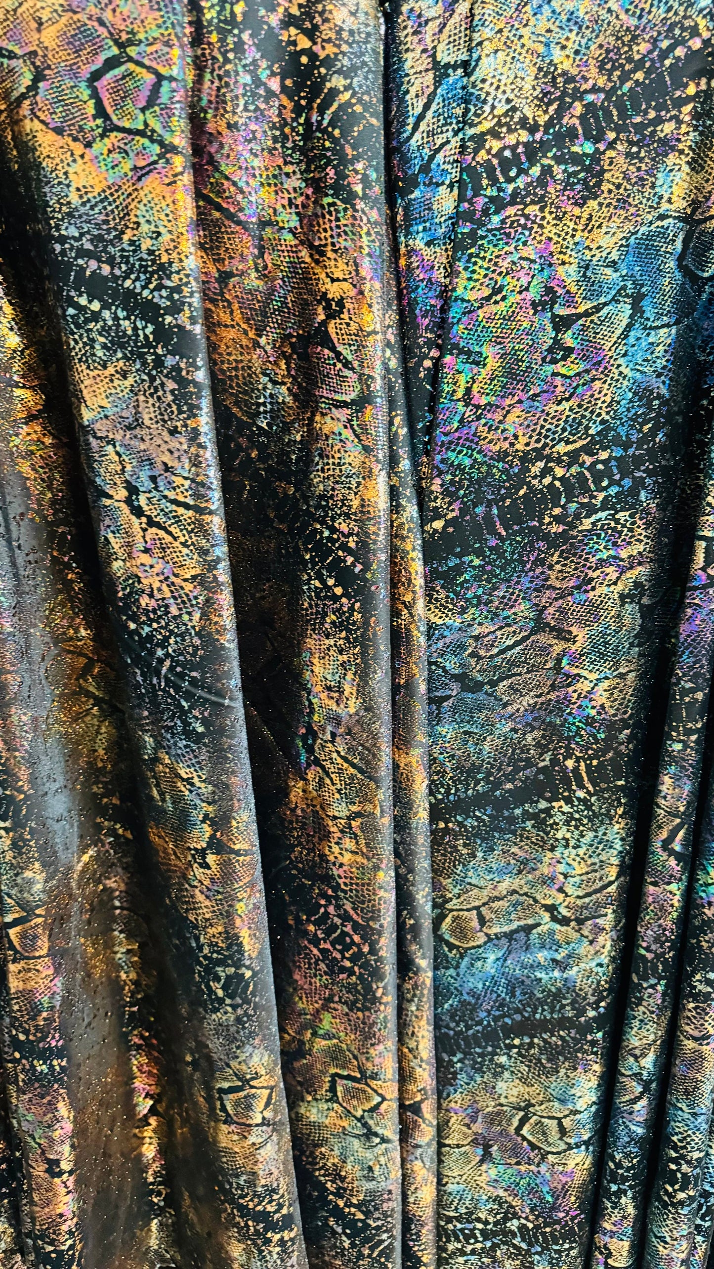 New Exotic Snake design Iridescent metallic nylon spandex 4-way stretch 58/60” High Quality fabrics by AlexLAFabrics