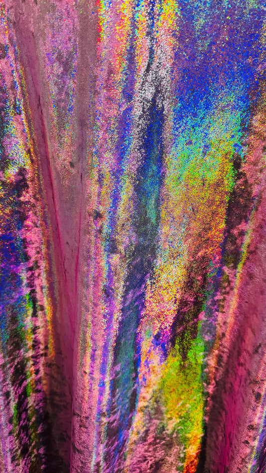 Oil slick foggy foil on stretch velvet best quality 4-way stretch 58/60” High quality fabrics by AlexLAFabrics