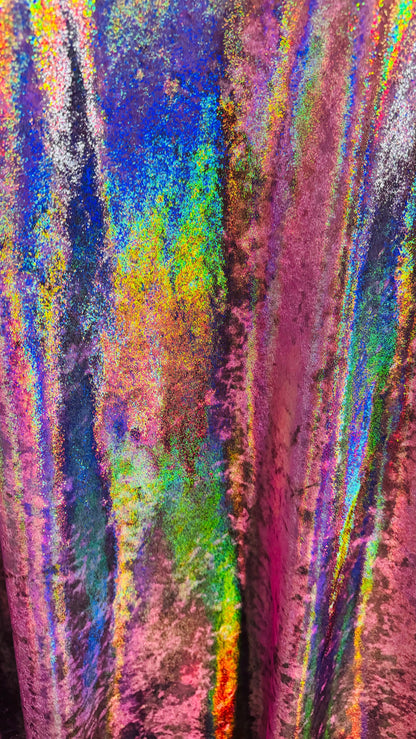 Oil slick foggy foil on stretch velvet best quality 4-way stretch 58/60” High quality fabrics by AlexLAFabrics