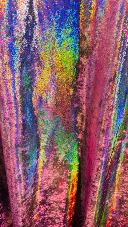 Oil slick foggy foil on stretch velvet best quality 4-way stretch 58/60” High quality fabrics by AlexLAFabrics