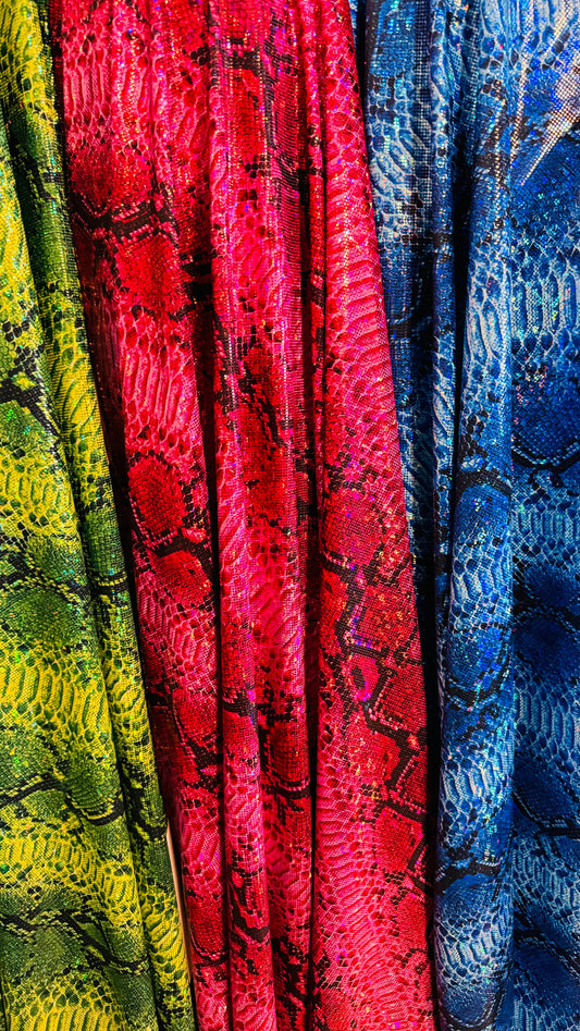 Viper Exotic design hologram metallic nylon spandex 4-way stretch 58/60” High quality fabrics by AlexLAFabrics