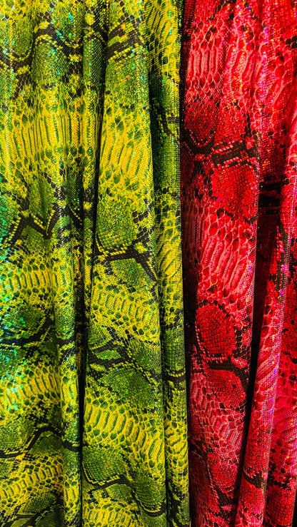 Viper Exotic design hologram metallic nylon spandex 4-way stretch 58/60” High quality fabrics by AlexLAFabrics