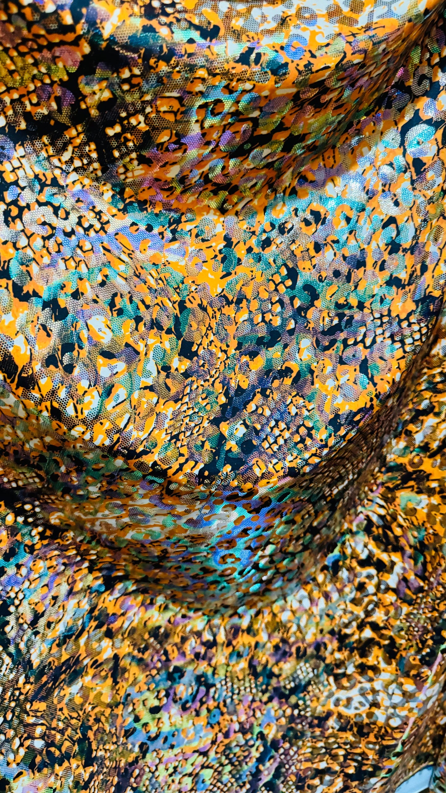 New Luxury Iridescent snake design hologram metallic nylon spandex 4-way stretch 58/60” High quality fabrics by AlexLAFabrics