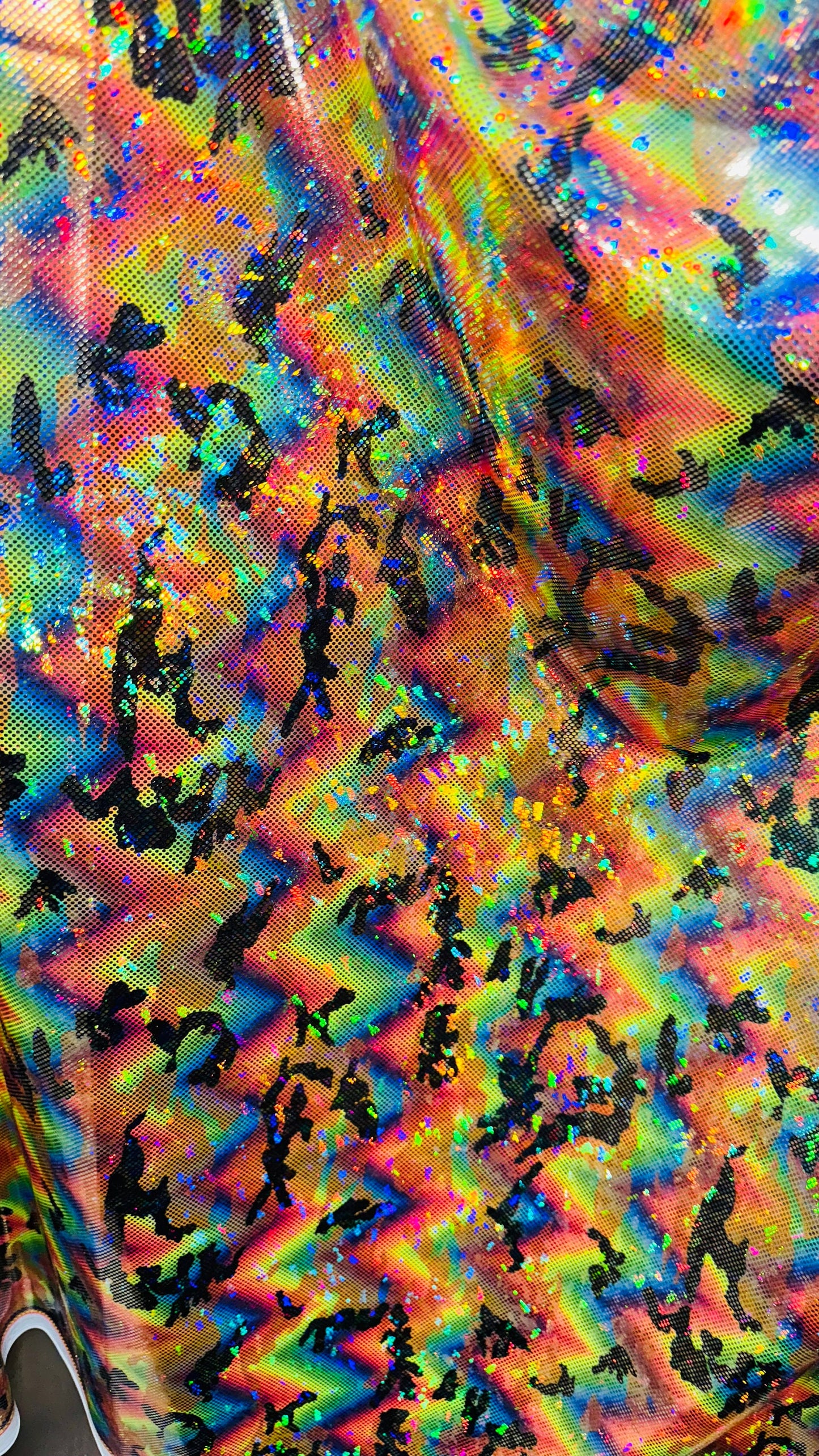 New Camouflage design hologram metallic nylon spandex 4-way stretch 58/60” High quality fabrics by AlexLAFabrics