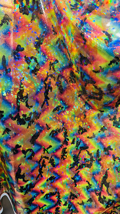 New Camouflage design hologram metallic nylon spandex 4-way stretch 58/60” High quality fabrics by AlexLAFabrics
