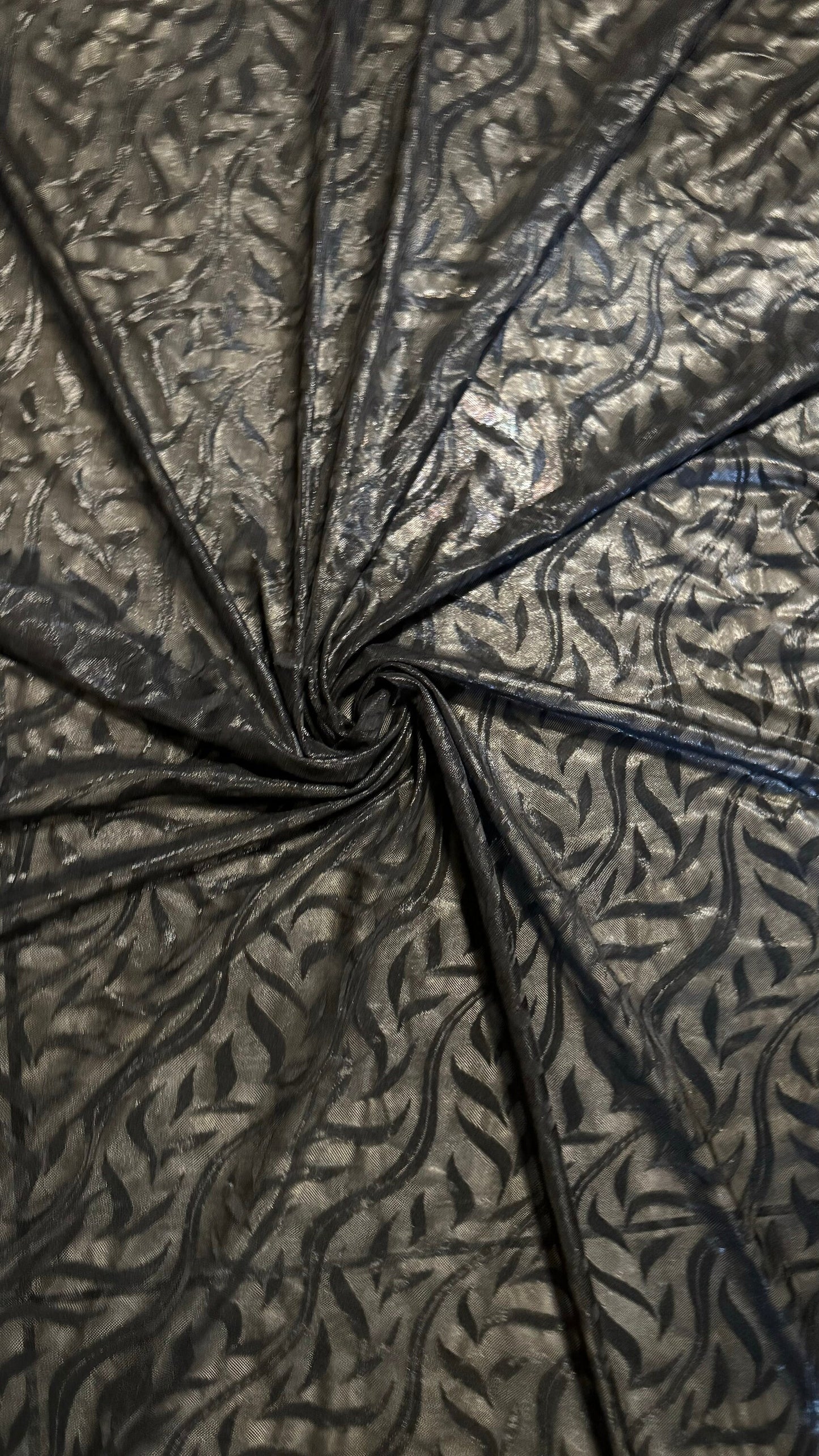 New Titanium metallic embroidery mesh 4-way stretch 58/60” High Quality fabrics by AlexLAFabrics