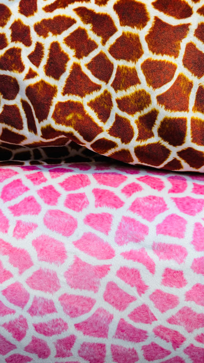 Exotic Giraffe design print on best quality of stretch velvet 4-way stretch 58/60” High quality fabrics by AlexLAFabrics