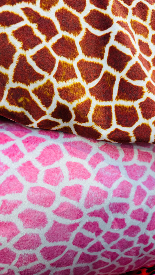 Exotic Giraffe design print on best quality of stretch velvet 4-way stretch 58/60” High quality fabrics by AlexLAFabrics