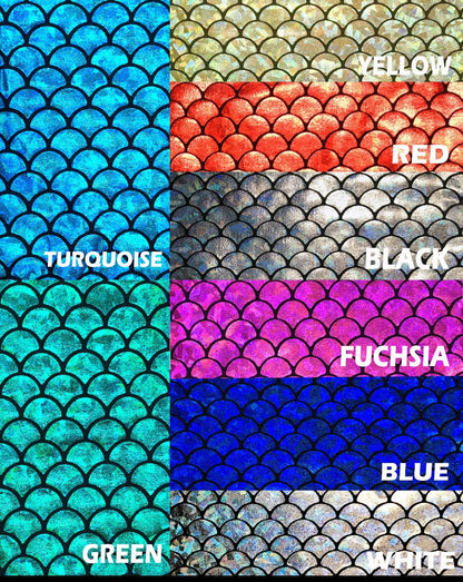 Medium mermaid fish scales with hologram foil  nylon spandex 4way Stretch 58/60" Sold by the yd. Ships worldwide from Los Angeles California
