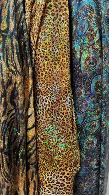 New Luxury designs hologram shattered glass metallic nylon spandex 4-way stretch 58/60” High quality fabrics by AlexLAFabrics