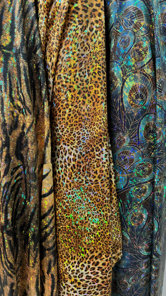New Luxury designs hologram shattered glass metallic nylon spandex 4-way stretch 58/60” High quality fabrics by AlexLAFabrics
