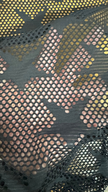 New Freedom Stars design embroidered on poly spandex mesh 2-way stretch 58/60” Sold by the YD. Ships worldwide from Los Angeles
