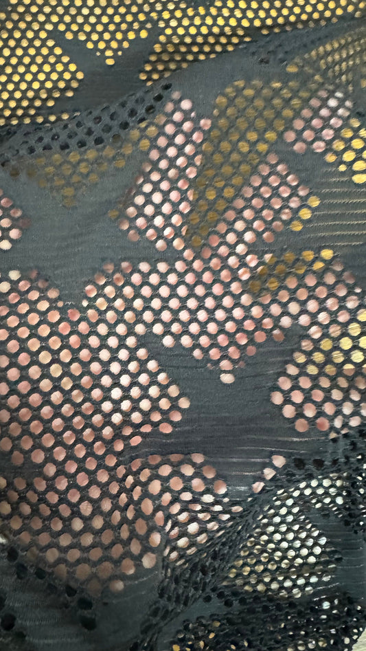 New Freedom Stars design embroidered on poly spandex mesh 2-way stretch 58/60” Sold by the YD. Ships worldwide from Los Angeles