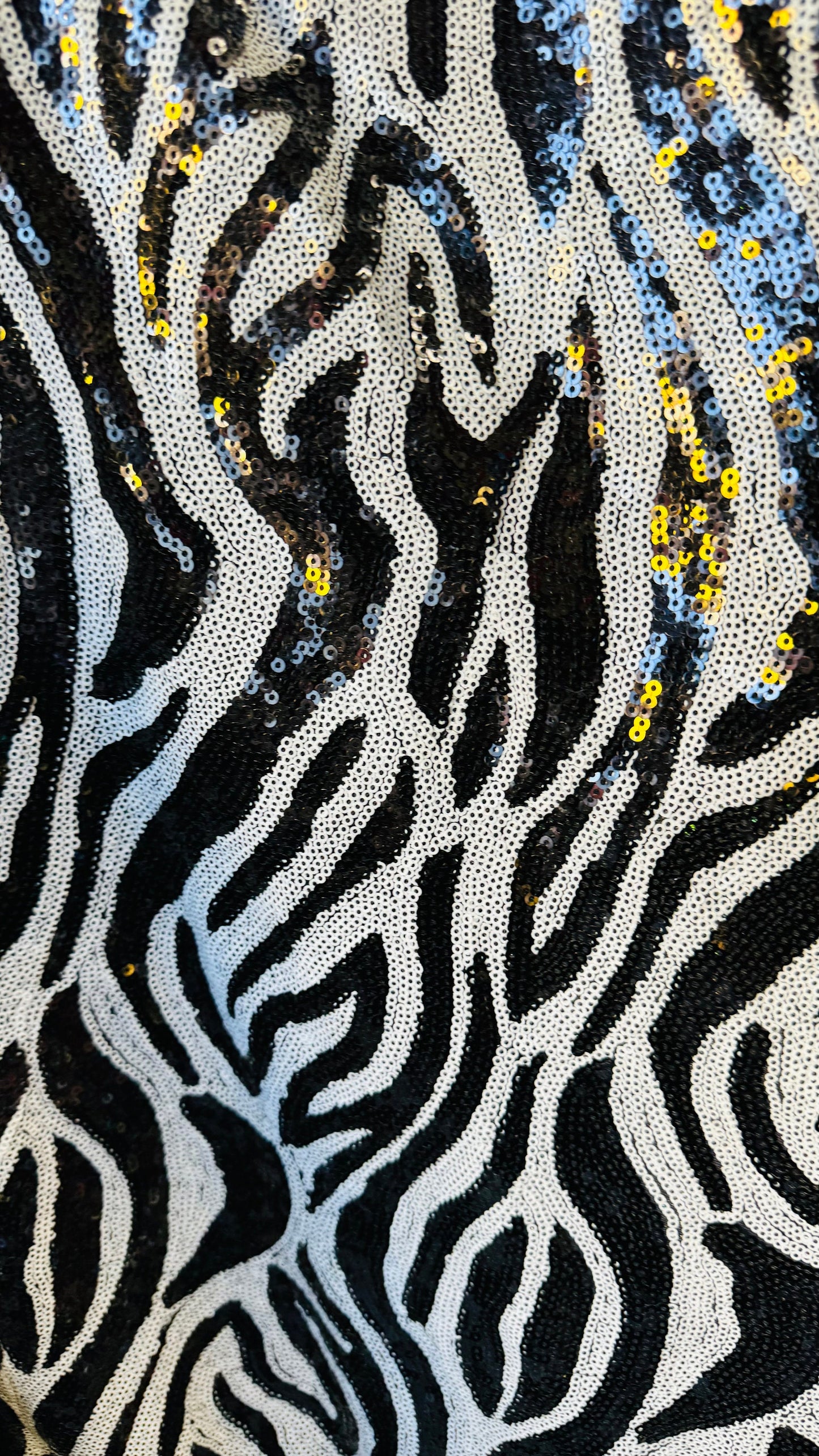 Zebra design  exotic animal on spandex sequins all over embroidered on spandex mesh 2-way 55/57” High quality fabrics by AlexLAFabrics