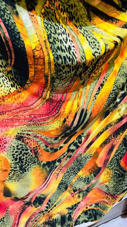New Safari design exotic animal print multicolor print on great quality of poly spandex 4-way stretch 58/60” High quality fabrics by AlexLAF
