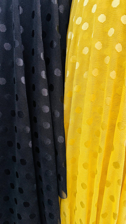 Polka dots design on power mesh 4-way stretch 58/60” High quality fabrics by AlexLAFabrics