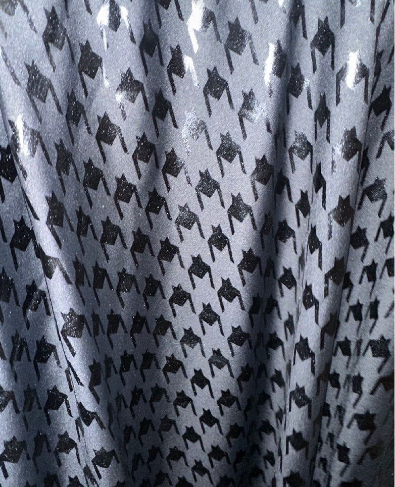 Houndstooth luxury design black nylon spandex 4-way stretch 58/60” Sold by the YD. Ships worldwide from Los Angeles California USA