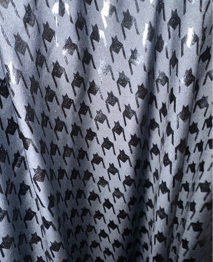 Houndstooth luxury design black nylon spandex 4-way stretch 58/60” Sold by the YD. Ships worldwide from Los Angeles California USA