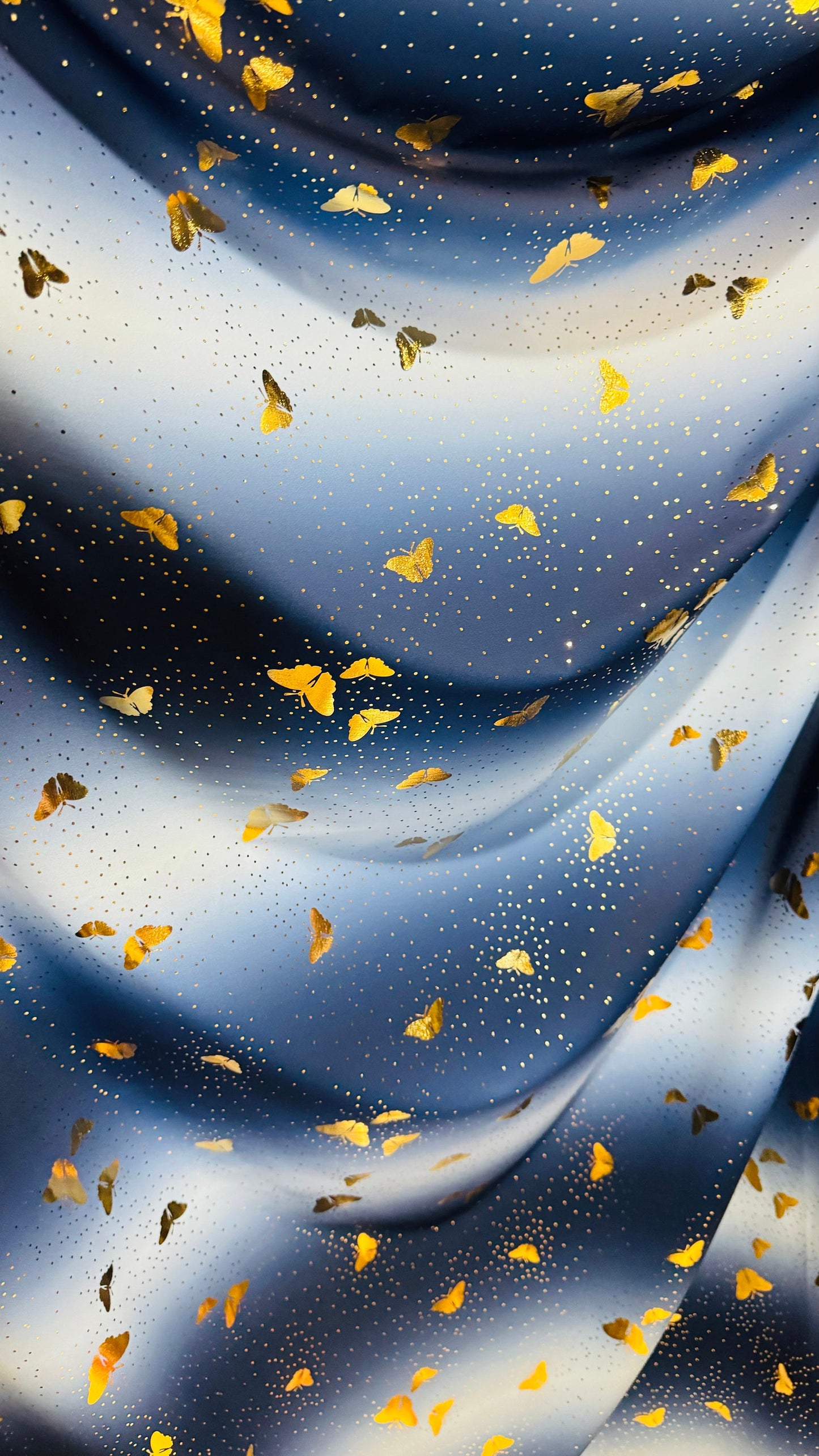 New Luxury Butterfly design on ombre nylon spandex ombre foil 58/60” High Quality fabrics by AlexLAFabrics