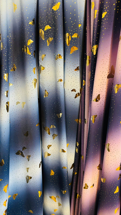 New Luxury Butterfly design on ombre nylon spandex ombre foil 58/60” High Quality fabrics by AlexLAFabrics