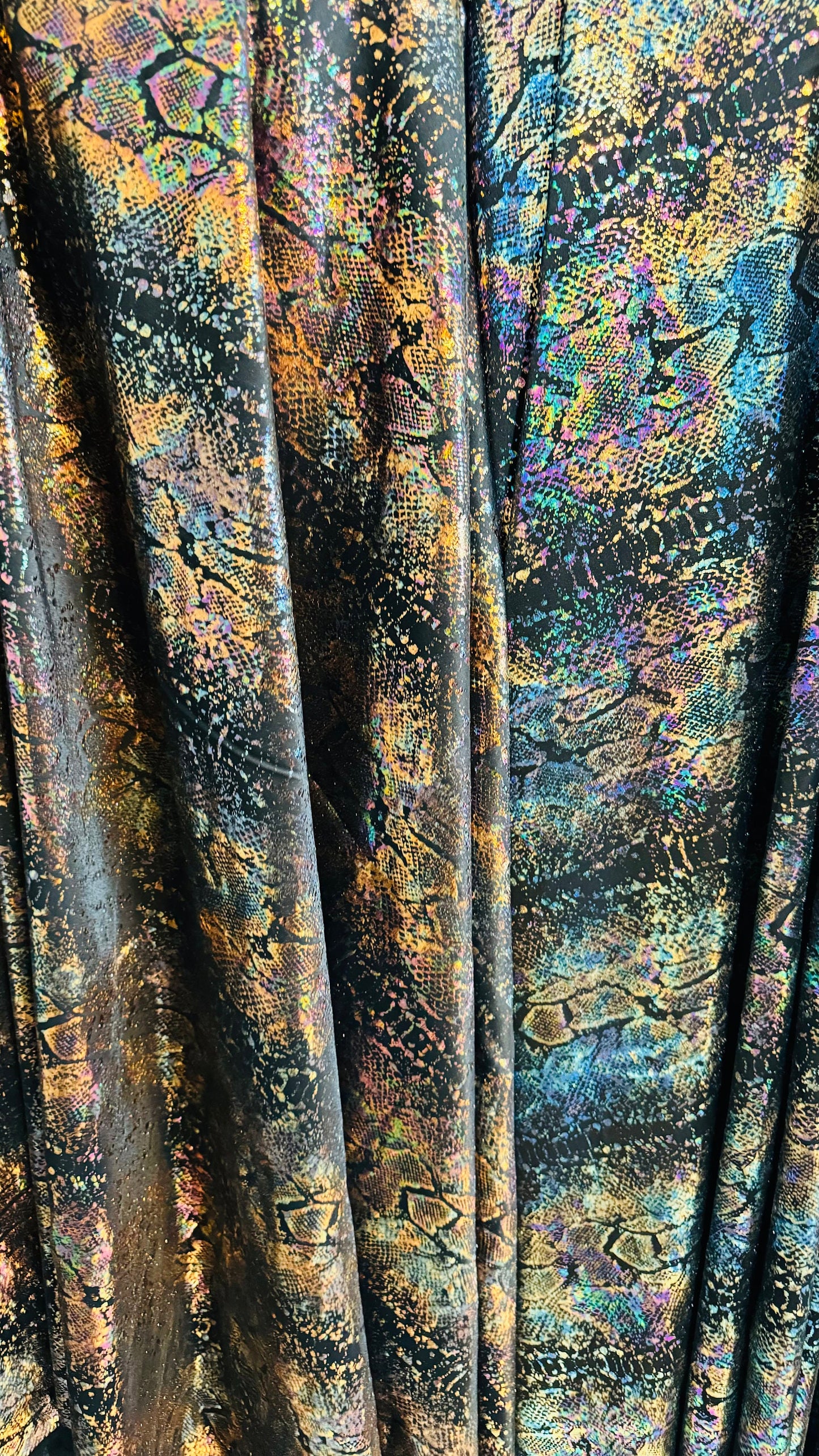 New Exotic Snake design Iridescent metallic nylon spandex 4-way stretch 58/60” High Quality fabrics by AlexLAFabrics