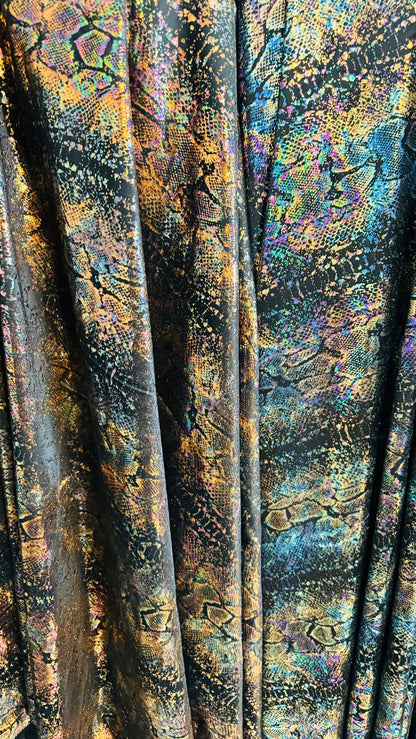 New Exotic Snake design Iridescent metallic nylon spandex 4-way stretch 58/60” High Quality fabrics by AlexLAFabrics